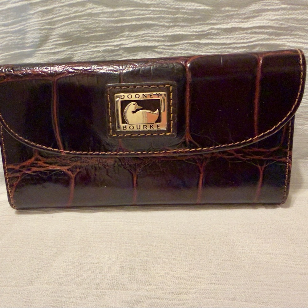 Dooney & Bourke Dark Brown Croc-Embossed Clutch